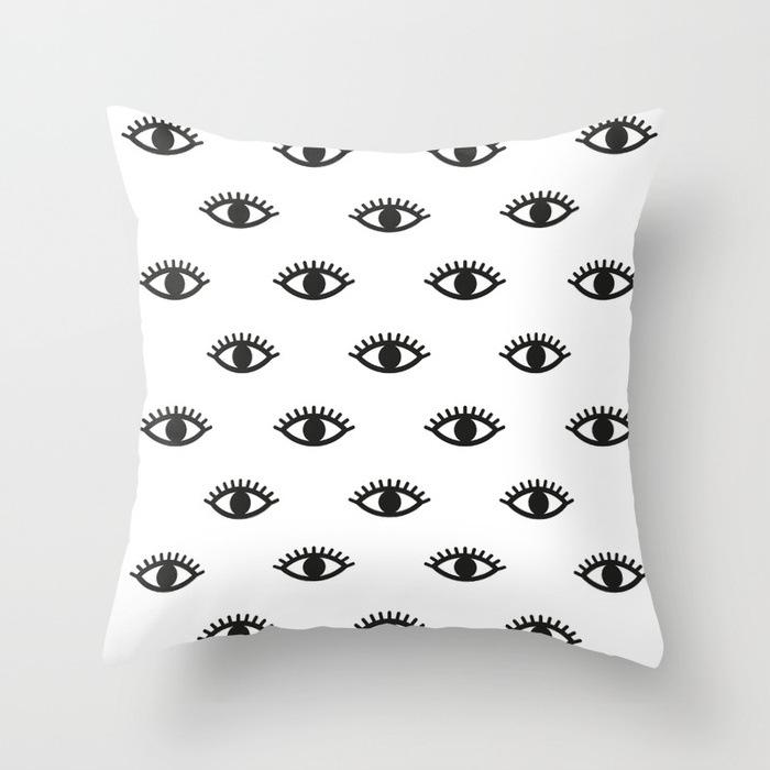 New Black and White Simple Printed Pattern Peach Leather Velvet Pillowcase Home Sofa Cushion Pillowcase
