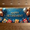 Happy Retirement Banner Balloons Retirement Theme Party Celebration Decoration Backdrop Photography Background Prop Wall Poster