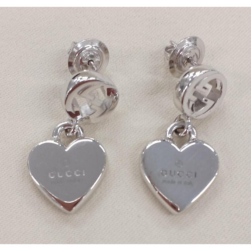 Used GUCCI Heart-shaped GG Logo Earrings