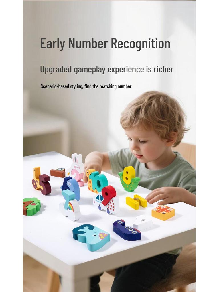 Cognitive Development Wooden Toys: Creative Number Matching Blocks for Early Education and Intellectual Growth