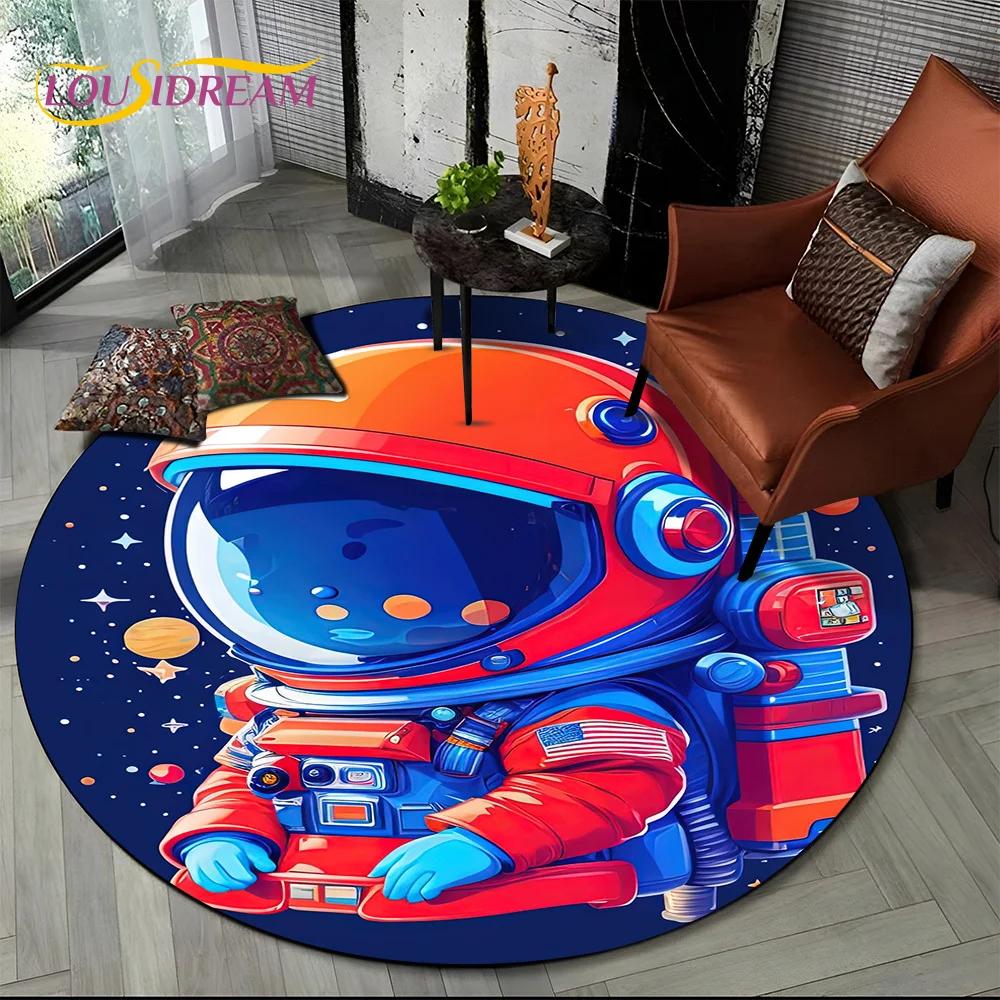 Astronaut Universe Spaceman 3D Outer Space Cartoon Round Area Carpet Rug for Living Room Bedroom Kid Decor,Pet Area Rug Non-slip