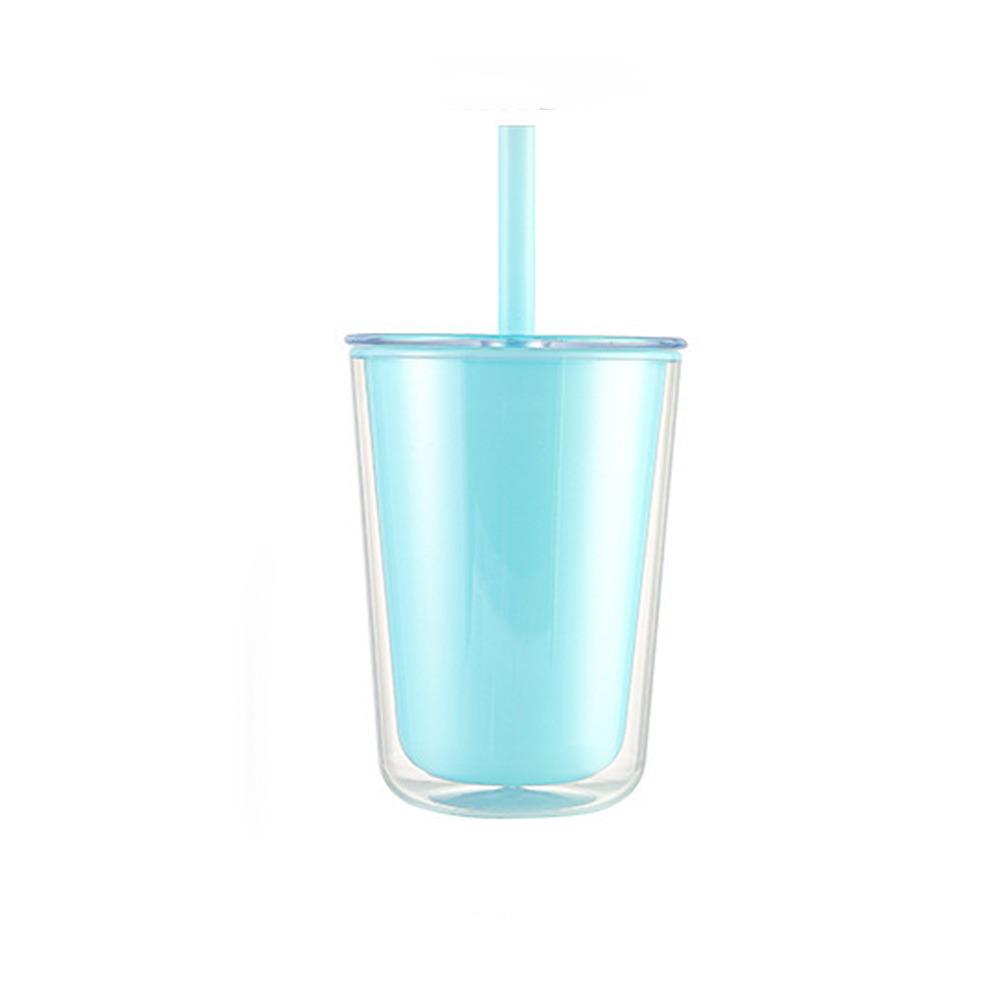Large Capacity Plastic Water Bottle Sealed Milk Tea Cup Durable Double-layer Straw Cup  Summer