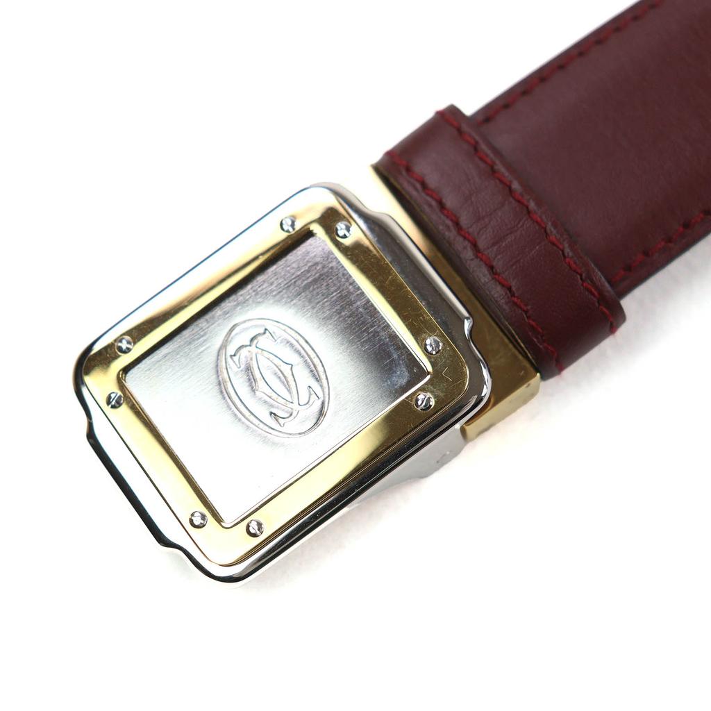 Pristine Cartier belt Santos Logo Buckle Leather Bordeaux leather mens Used