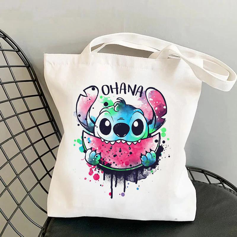 Lilo & Stitch Print Canvas Shoulder Backpack and Shopping Bag