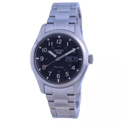 5 Sports Field, schwarzes Zifferblatt, automatische Herrenuhr SRPG27 SRPG27K1 SRPG27K 100M