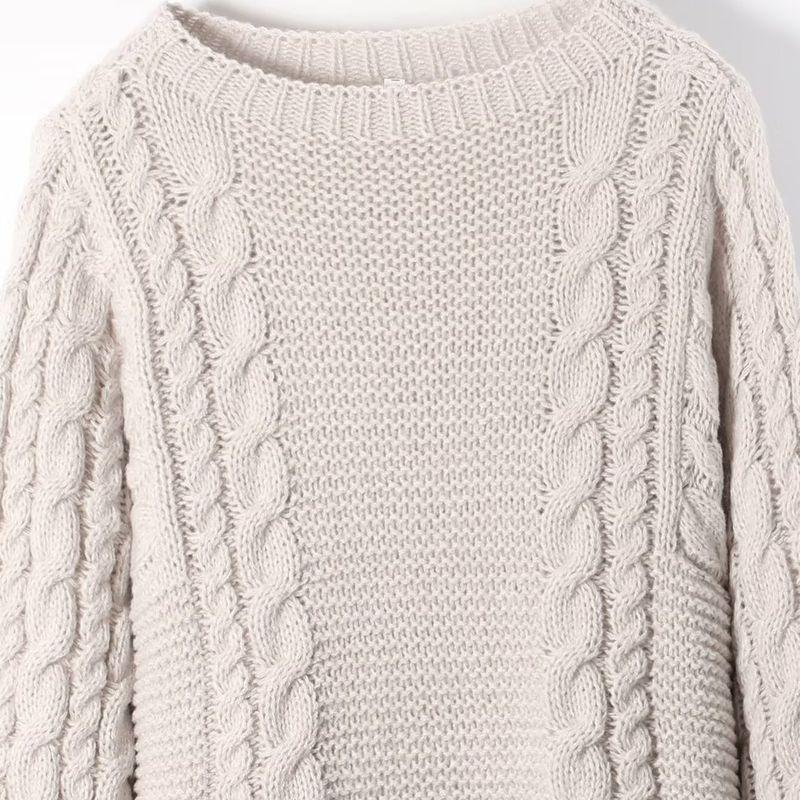 Autumn New Western Style Foreign Trade Women clothes Fashion Simple and Versatile Solid round Neck Twist Pullover Long sleeve Sweater