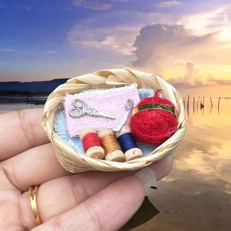 Fashionable Miniature Scene Laundry Storage Basket Set Realistic Dollhouses Home Accessory 1 12 Scale for Household