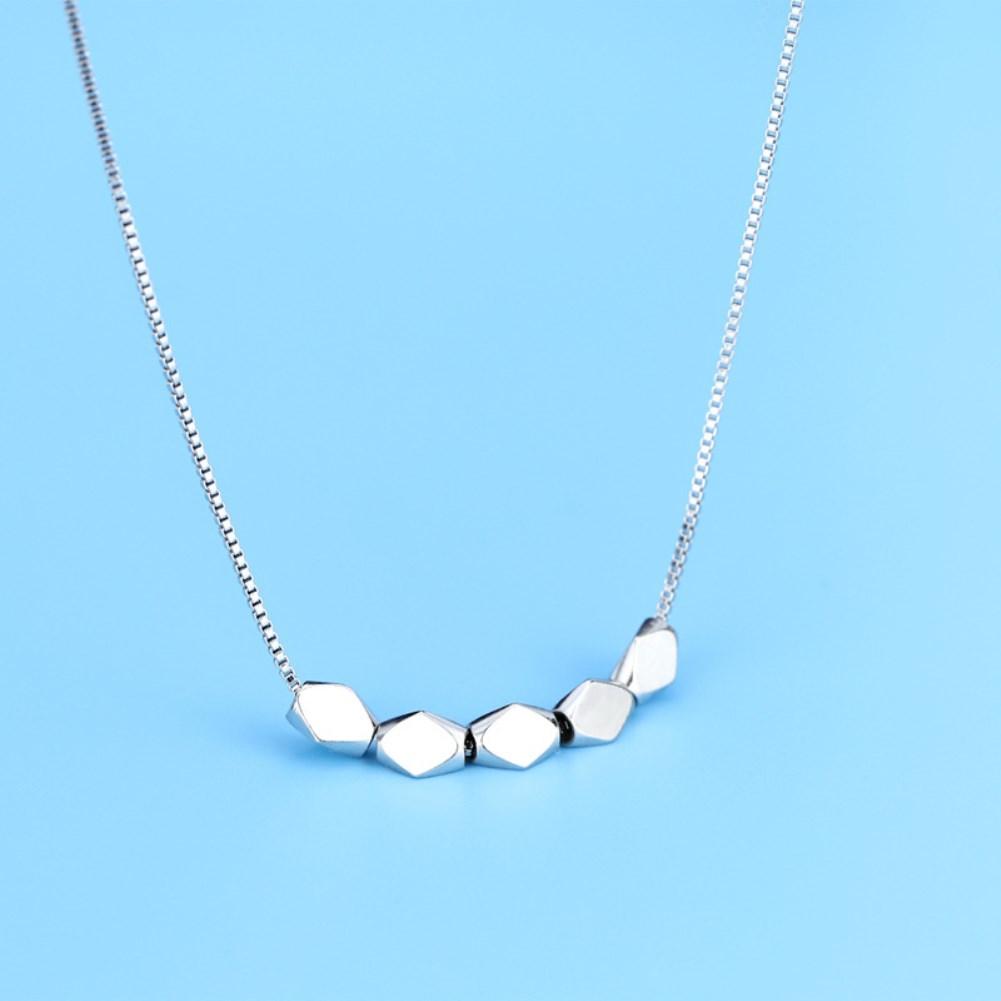 925 Stamped Silver Box Chain Simple Geometry Beans Pendant Necklace For Women Wedding Party Jewelry Christmas Gifts