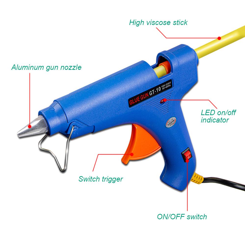 100W Hot Melt Glue Gun For 11mm Glue Sticks Mini Industrial Household Heat Electric Hot Gun For Car Dent Removal DIY Repair Tool