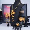 Exquisite 4-Piece Tassel Jewelry Set: Hollow Flower Necklace, Earrings, Bracelet & Ring