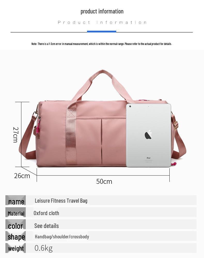 Women's Lightweight Multi-Functional Sports Bag with Shoe Compartment and Dry/Wet Separation