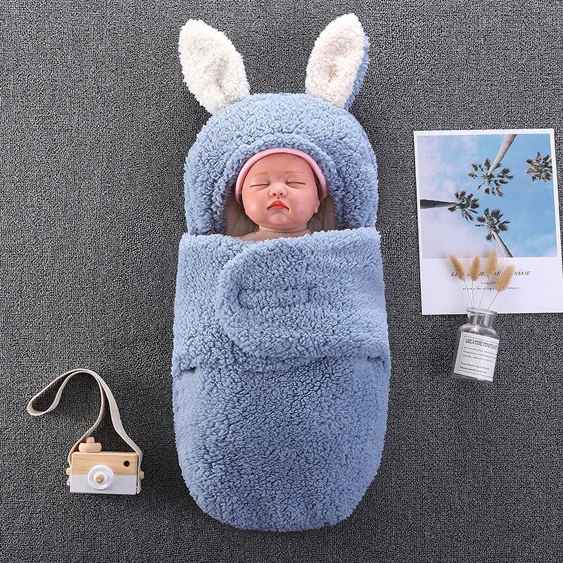 Copertina Swaddle per Neonato Morbida Carina con Orecchie Indossabile Sacco a Pelo Busta Anti-Sussulto per Neonati Maschi Femmine