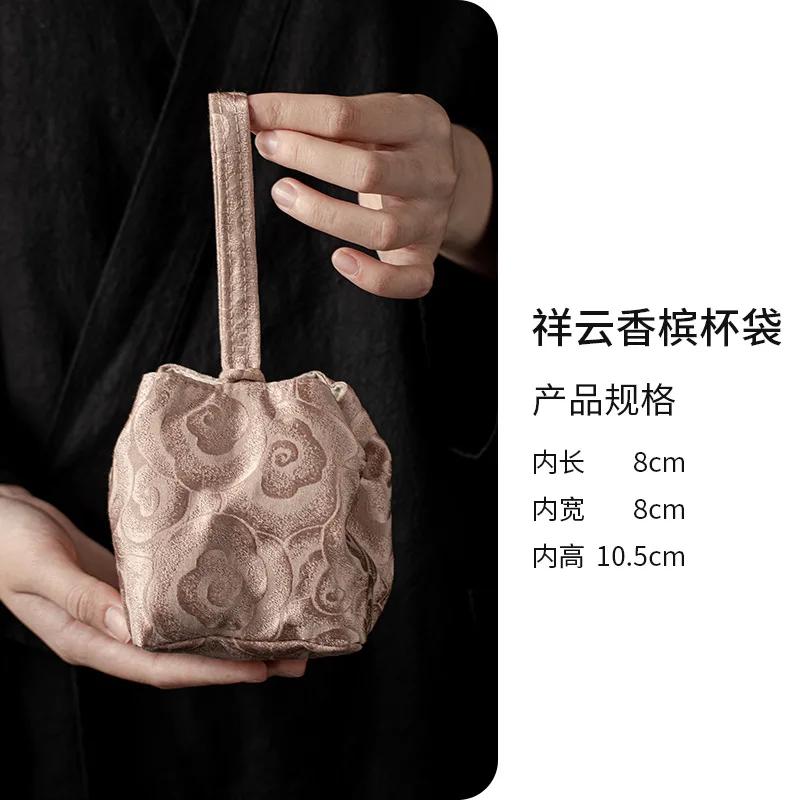 Chinese Style Embroidered Travel Tea Set Storage Bag Kung Fu Tea Set Cup Bag Teaware Accessories Sets Bags Protect Cup 2025 New