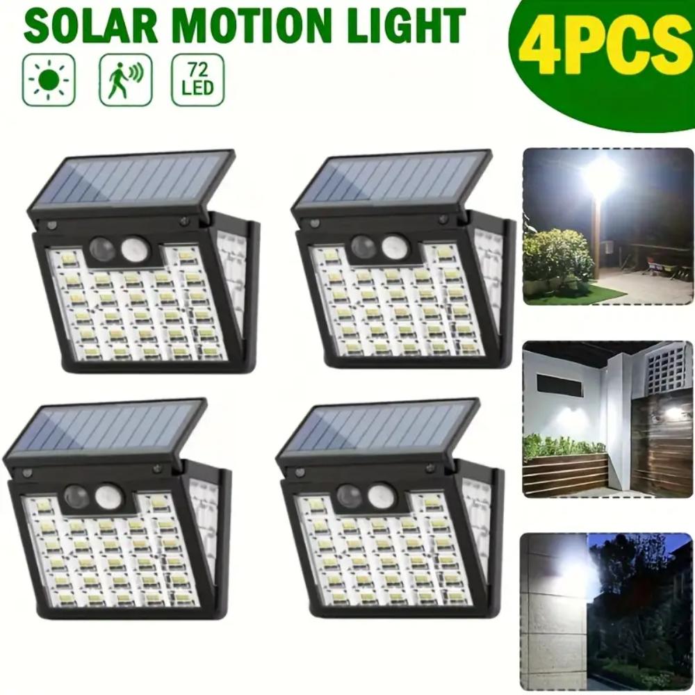 72 LED Outdoor Solar Motion Sensor Wall Lamp Foldable Waterproof 3 Lighting Modes Solar Light for Garden Yard Patio