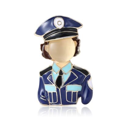 Charming Cartoon Cop Alloy Pin Brooch With Simple Design For Comfortable Wear or Special Gift Occasion