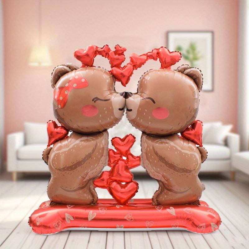 1pc 59inch Large Standing Couple Love Brown Bear Balloon Valentine's Day Themed Party Birthday Weddings Anniversaries Decoration