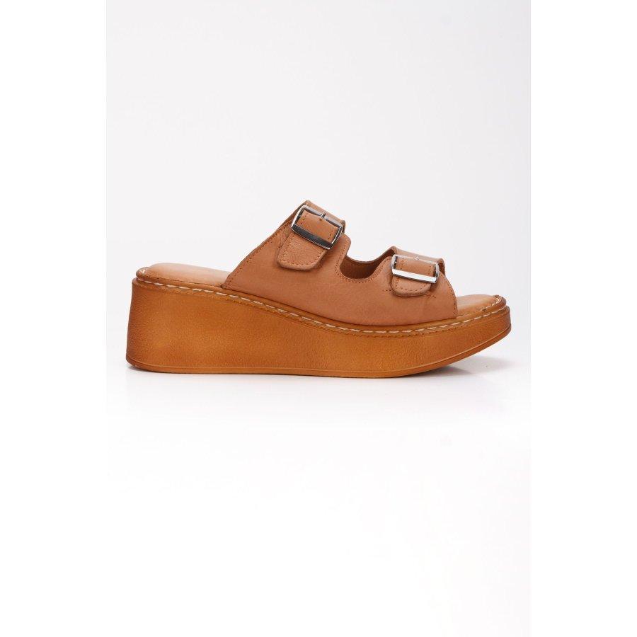 Women's Genuine Leather Wedge Heeled Casual Summer Slippers Clogs