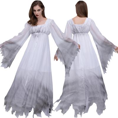 Costum Halloween cosplay mărime XXL rochie de mireasă fantomă cimitir spectacol pe scenă fantomă feminină albă
