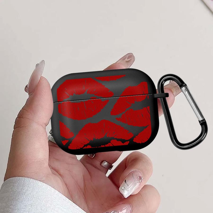 Fodral för Airpods Pro Pro2 4 2 Pro3 1 3 Hörlursfodral Skydd Sexiga Röda Läppar