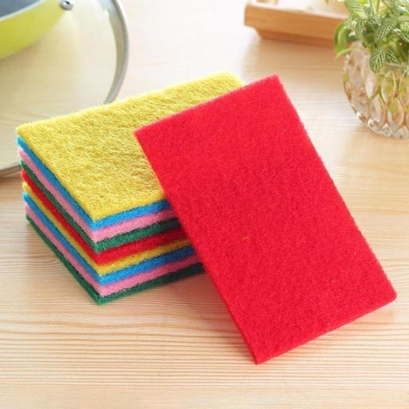 New 10pcs Scouring Pads Cleaning Cloth Dish Towel Colorful Home Scour Scrub