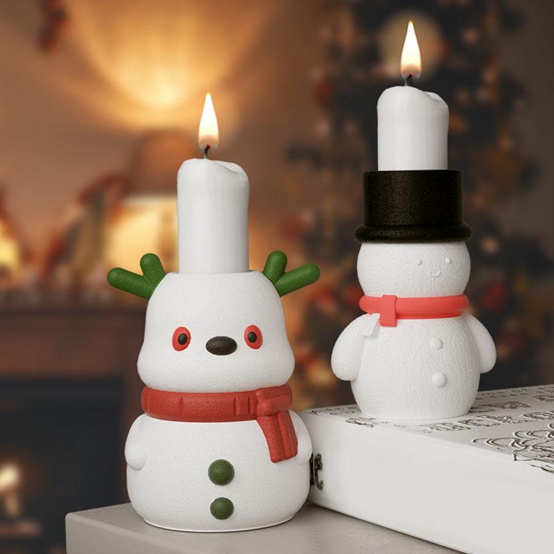 Christmas DIY Santa Claus Candle Holder Resin Craft Flower Pot Elk Bell Silicone Mold Snowman Epoxy