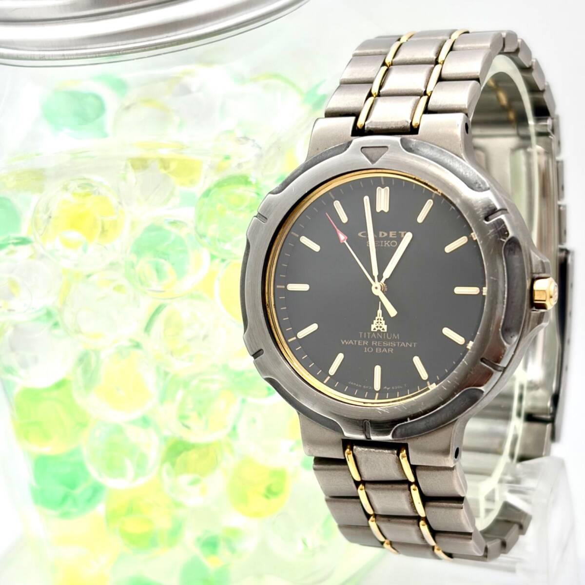 [Новая батарея] Мужские часы SEIKO CADET титановые черные серые 5P31-6240 910189