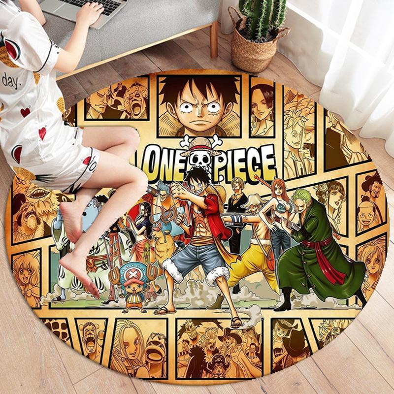 One Piece Poster Round Area Rug Carpet Rug For Living Room Bedroom Sofa Playroom Decor Nonslip Floor Mat