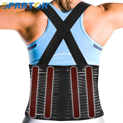 Work Back Brace with Shoulder Straps Heavy Duty Support Belt for Lower Back Pain Relief Industrial Use