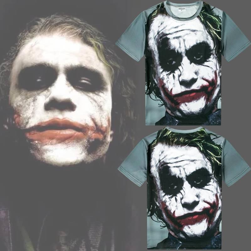 Trendy Joker 3d Print T-shirt Short Sleeve Loose Fit Round Neck Tee Polyester