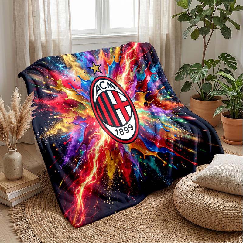 AC Milan Theme Blanket Soft Flannel Blanket Plush Throw Blanket Cozy Sofa Bed Blanket for Home Decor
