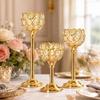 Table Centerpiece Metal Glass Candle Holder 1Pcs Gold Silver Tealight Candlestick for Birthday Party Decor