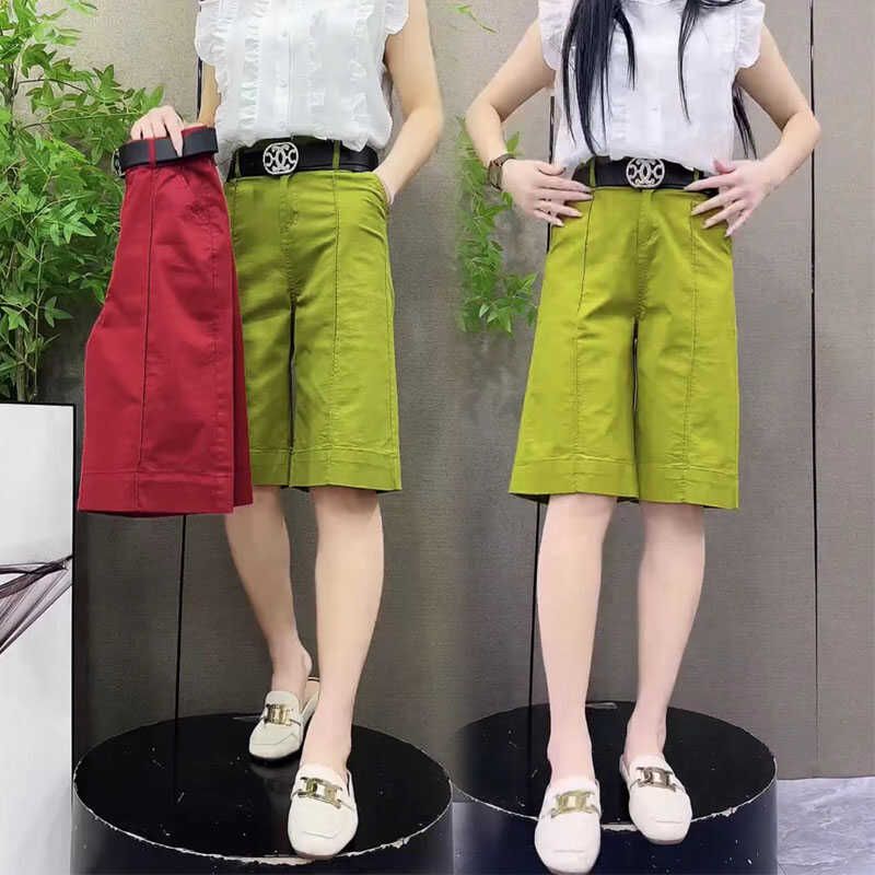 

Шорты из чистого хлопка, тонкие, свободные, прямые, с высокой талией и широкими штанинами Avocado 2XL