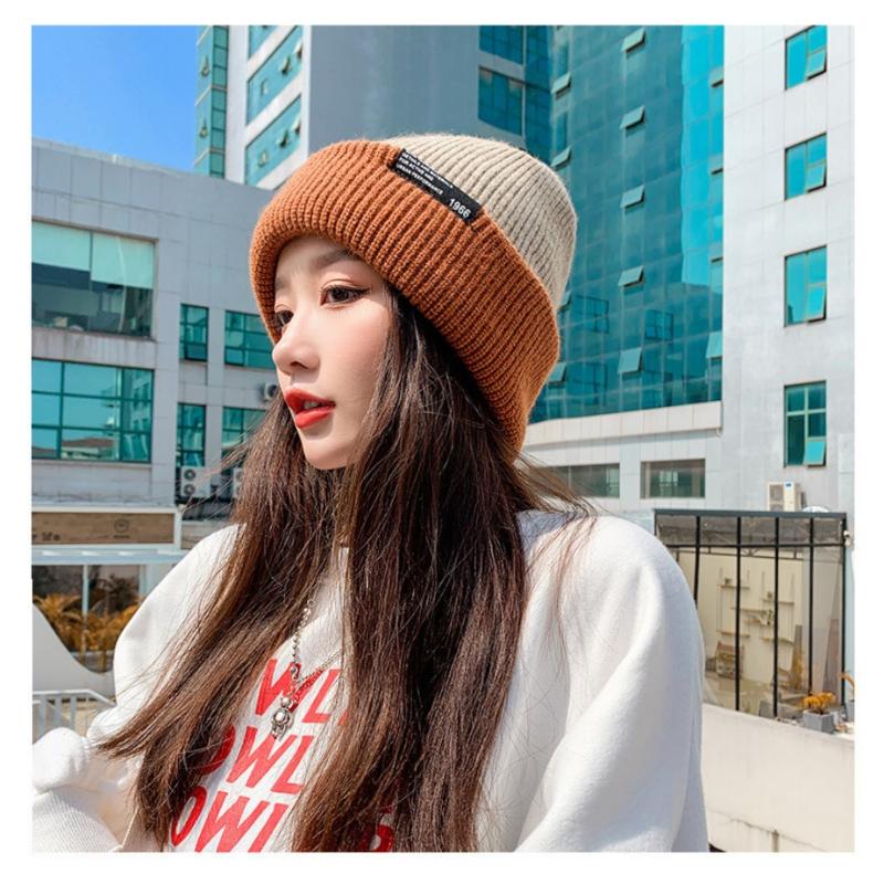 Unisex Herbst Winter Strickmütze Weiche Verdickte Wollmütze Doppelseitiger Ohrenschutz Beanies Mütze Damen Herren