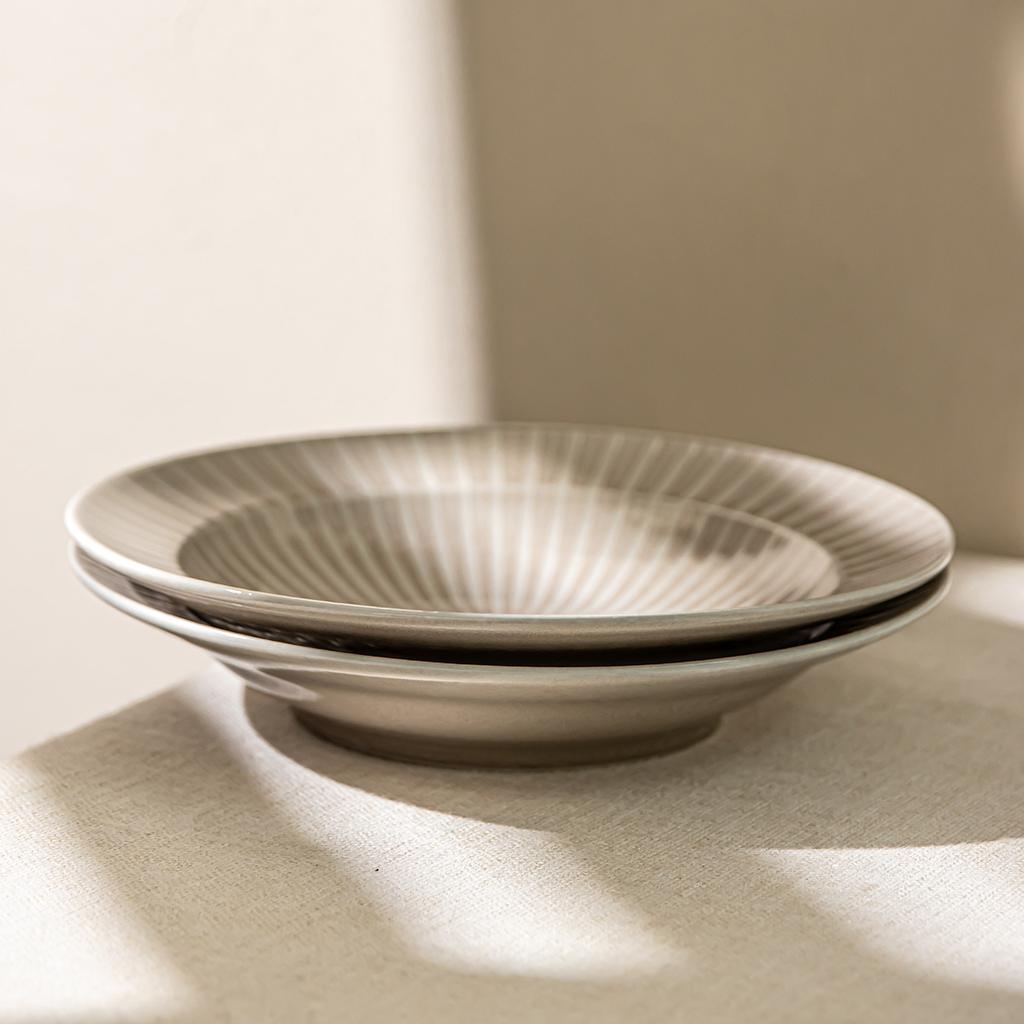 Retro Texture Straw Hat Plate, Wabi-**** Wind Ceramic Plate, Creative Cooking Plate, Household Soup Plate, Salad Plate, Tableware