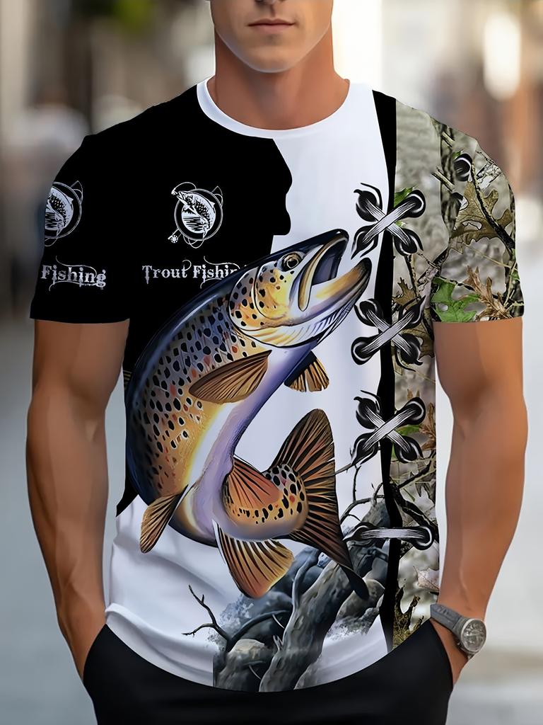 Men's Fishing Shirt Summer T Shirt Short Sleeve Tee Top Men T-Shirt Harajuku Casual T Shirt Men Round Neck Tops Fishing T-Shirts