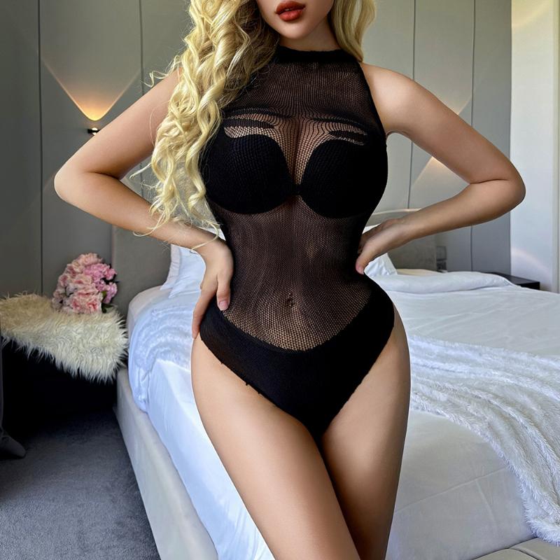 Sexy Lingerie Women Mesh See Through Tight Bodysuit Bikini Net Clothes Hollow Transparent Swimsuit Temptation Exotic Costumes