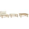 Day and Night - Day and Night Garden Furniture Set 3 Pieces Bamboo and Cream White Cushions