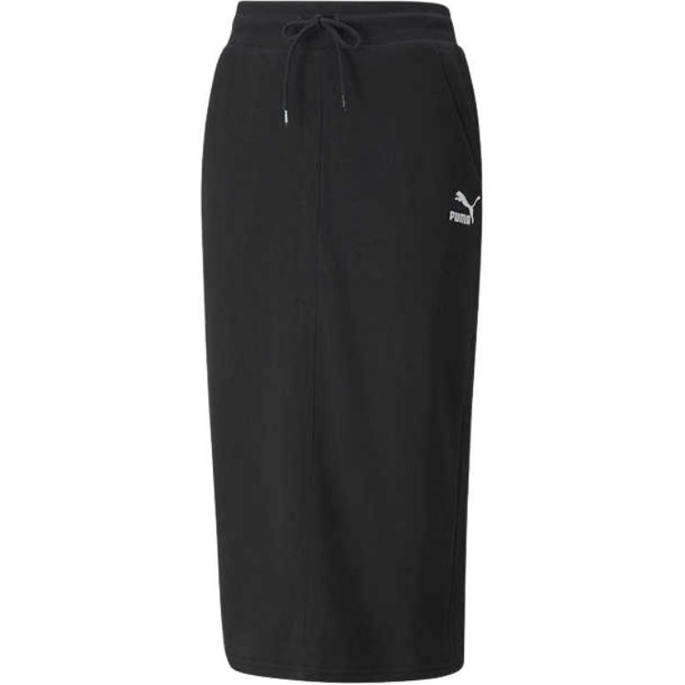(WMNS) PUMA Classics Drawstring Midi Dress Black Women s 533137-01 S