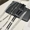 Perlebesatt Telefon-Lanyard Crossbody 1,2m Anti-Mistet Telefon-Smykkekjeder med Festelapp