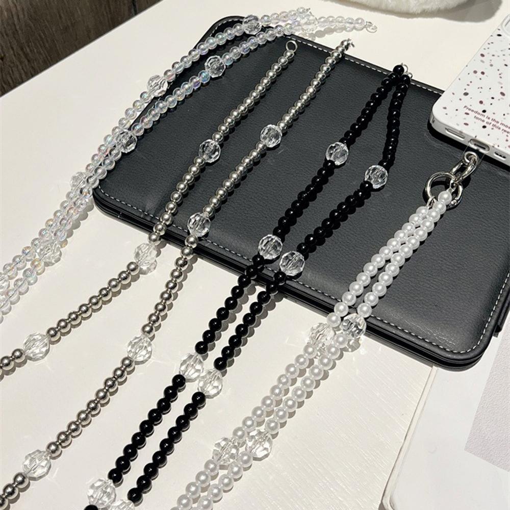 Perlebesatt Telefon-Lanyard Crossbody 1,2m Anti-Mistet Telefon-Smykkekjeder med Festelapp