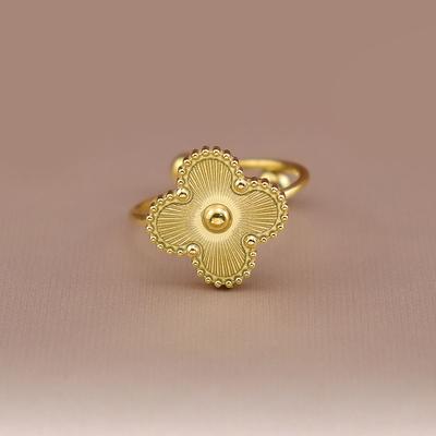 Stainless Steel Light Luxury Five-Leaf Clover Adjustable Titanium Steel Ring