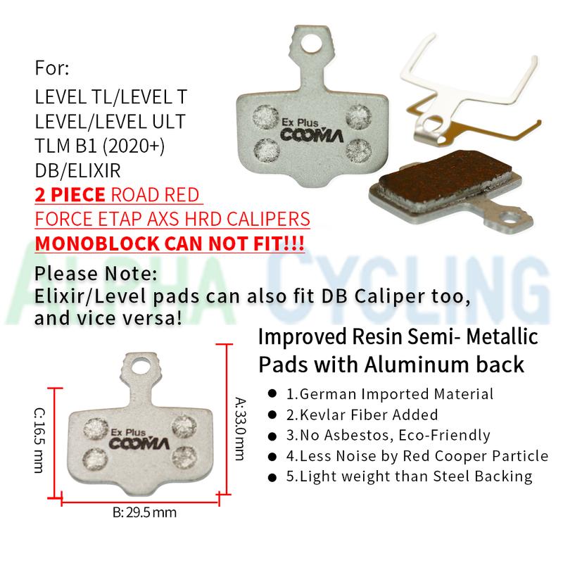 Improved Resin Bicycle Brake Pads for SRAM Avid Shimano Magura Hayes Formula Hope MTB Road Bike Caliper