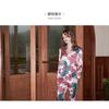 Womens Lightweight Silk-Like Pajama Set Long Sleeve Floral Print Lounge Wear