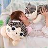 Adorable Grey Cat Plush Pillow Toy For Girls, Pp Cotton Filling, Short Plush Fabric, 25cm-55cm