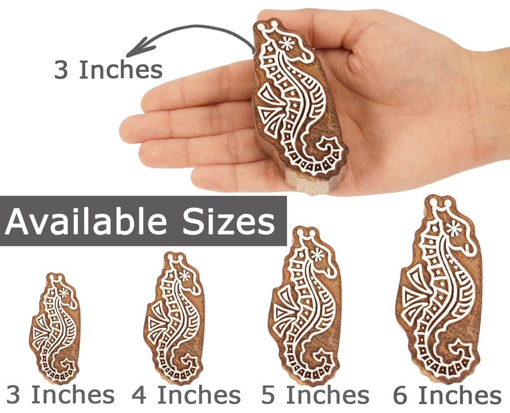 IBA Indianbeautifulart Textile Printing Block Sea Horse Hand Carved Wooden Stamp Wood Block Printing Textile Stamps For Fabric  Pottery Blocks-3