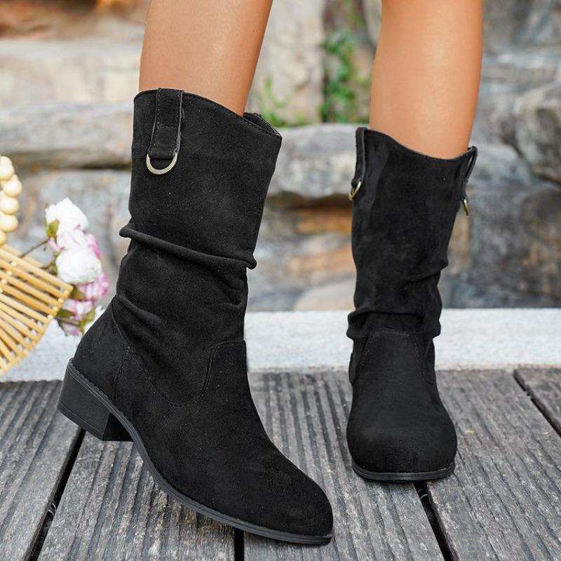 Women's Autumn European & American Style Knee-High Boots - Plus-Size, Chunky Heel, Thick-Soled, Versatile, Casual