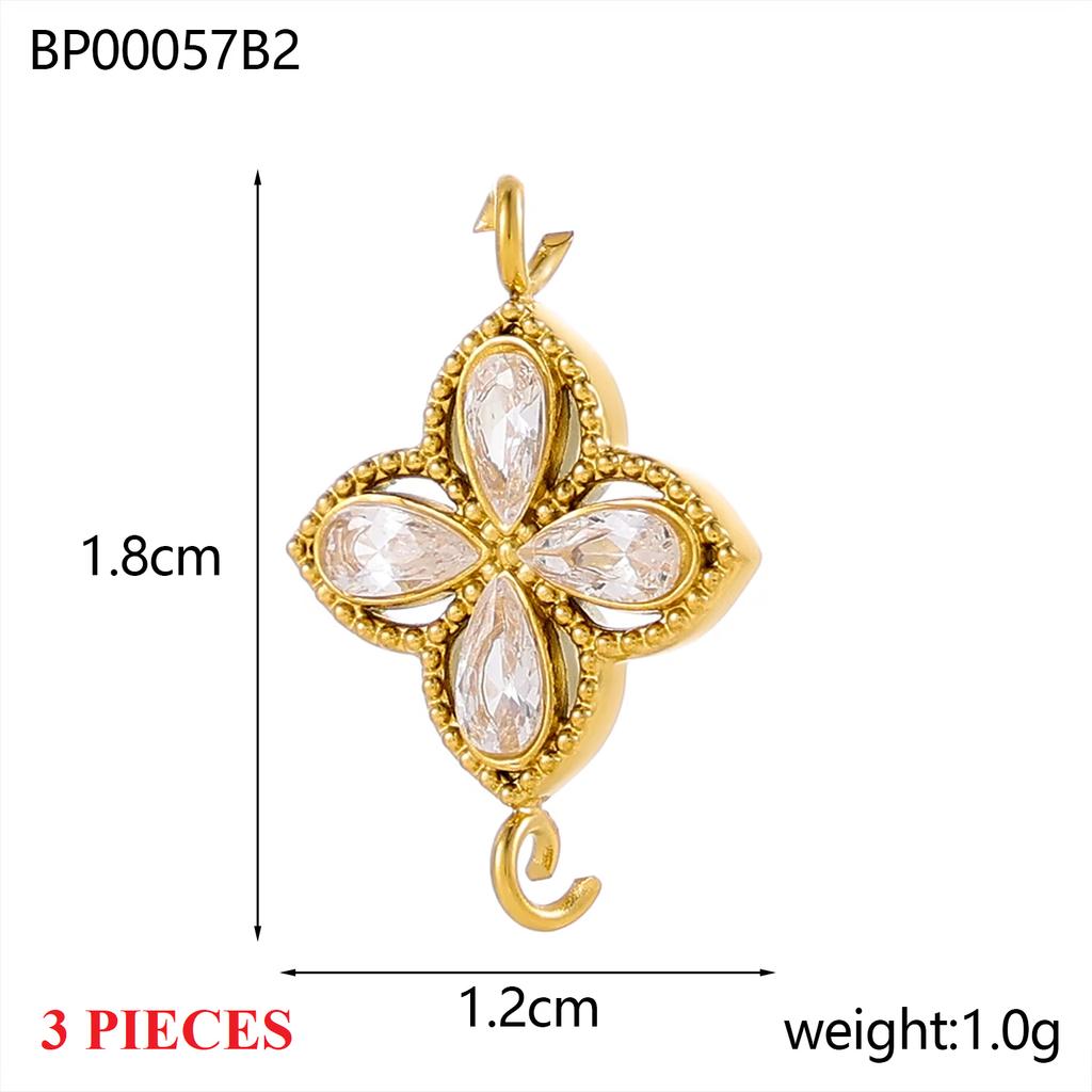3PCS/LOT CARLIDANA Colorful Enamel Charms Gold Plated Stainless Steel Heart Moon Flower Zircon Pendants DIY Jewelry Making