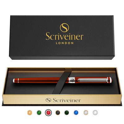 Scriveiner Rollerball Pen Finest Chrome Finish Schmidt Ink with Refill Wonderful Gift Set Perfect for Men Women Professional Executive Office Lacquer