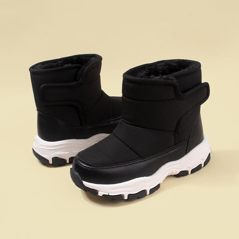 New Winter Model Children's Boots with Back Velcro and Fleece Lining for Warmth, Casual Sports Snow Boots for Older Children