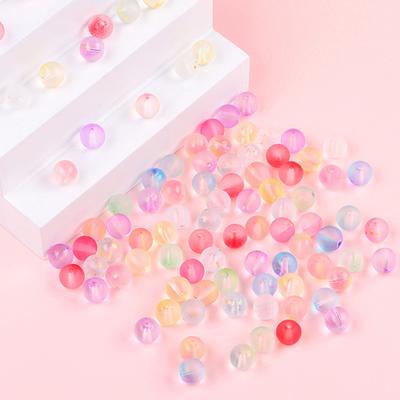 Round Bracelet Necklace Beaded Fantasy 50Pcs 8mm DIY Jewelry Accessories Frosted Loose Beads Gold Powder Handmade Making Fashion Double Color Glass